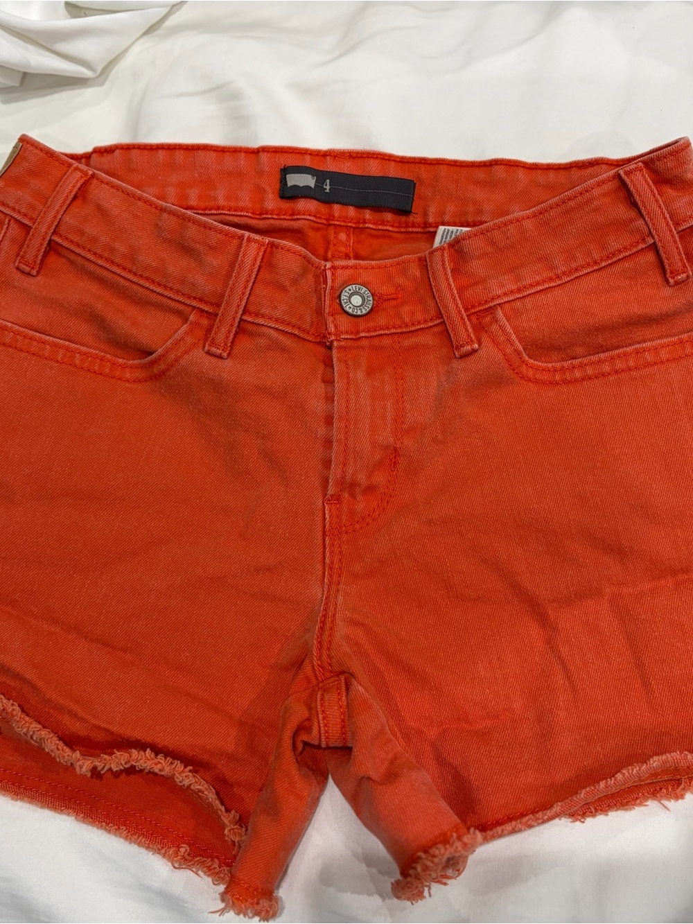 Levi's Bright Orange Denim Cutoff Shorts